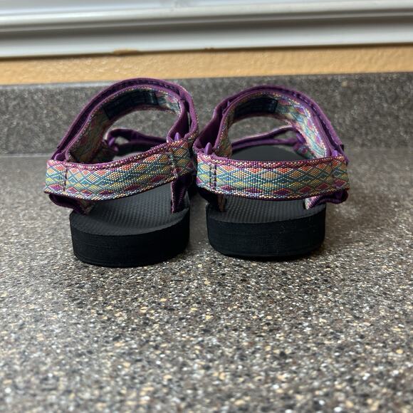 Teva Sandals Women's Sz 9 Original Hiking Sport Strappy Purple Multi Hook & Loop - Picture 9 of 11
